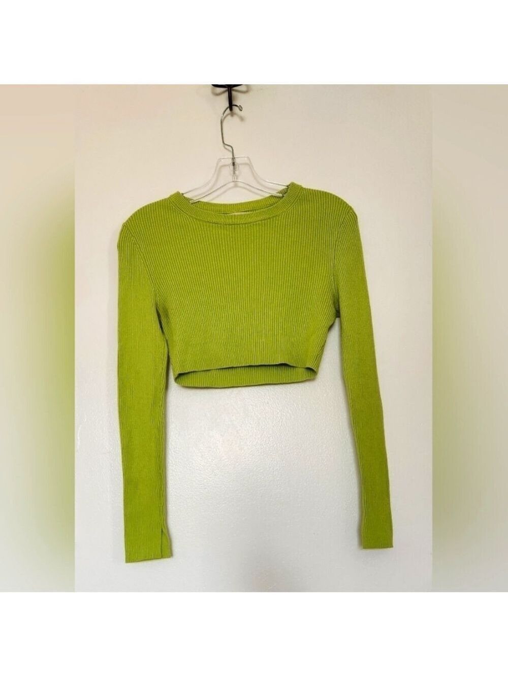 Pull&Bear Cropped Rib Knit Long Sleeve Tee Size M